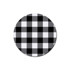 Black And White Classic Plaids Rubber Coaster (round) by ConteMonfrey