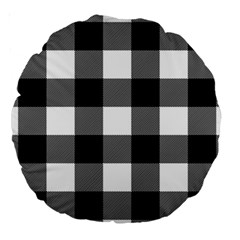 Black And White Classic Plaids Large 18  Premium Round Cushions by ConteMonfrey