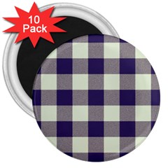 Blue Purple And White Plaids 3  Magnets (10 Pack)  by ConteMonfrey