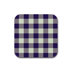 Blue Purple And White Plaids Rubber Square Coaster (4 Pack) by ConteMonfrey