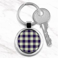 Blue Purple And White Plaids Key Chain (round) by ConteMonfrey