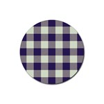 Blue Purple and white plaids Rubber Round Coaster (4 pack) Front