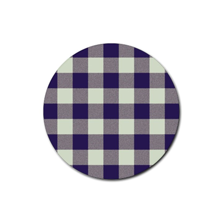 Blue Purple and white plaids Rubber Round Coaster (4 pack)