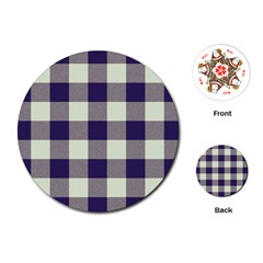 Blue Purple And White Plaids Playing Cards Single Design (round) by ConteMonfrey