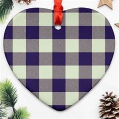 Blue Purple And White Plaids Heart Ornament (two Sides) by ConteMonfrey