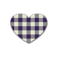 Blue Purple And White Plaids Rubber Coaster (heart) by ConteMonfrey