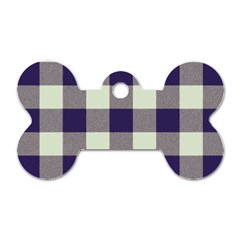 Blue Purple And White Plaids Dog Tag Bone (one Side) by ConteMonfrey