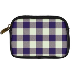 Blue Purple And White Plaids Digital Camera Leather Case by ConteMonfrey