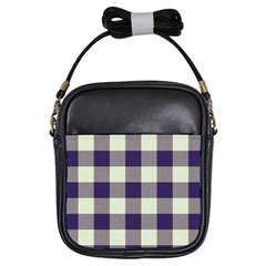 Blue Purple And White Plaids Girls Sling Bag by ConteMonfrey