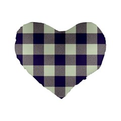 Blue Purple And White Plaids Standard 16  Premium Heart Shape Cushions by ConteMonfrey