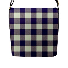 Blue Purple And White Plaids Flap Closure Messenger Bag (l) by ConteMonfrey