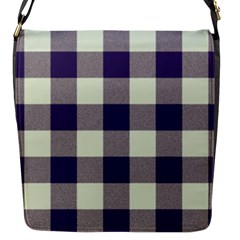 Blue Purple And White Plaids Flap Closure Messenger Bag (s) by ConteMonfrey