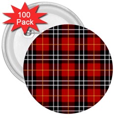 Black, White And Red Classic Plaids 3  Buttons (100 Pack)  by ConteMonfrey