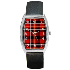 Black, White And Red Classic Plaids Barrel Style Metal Watch by ConteMonfrey