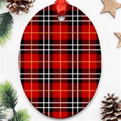 Black, White And Red Classic Plaids Oval Ornament (two Sides) by ConteMonfrey