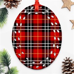 Black, White And Red Classic Plaids Oval Filigree Ornament (two Sides) by ConteMonfrey