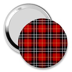 Black, White And Red Classic Plaids 3  Handbag Mirrors by ConteMonfrey