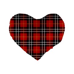 Black, White And Red Classic Plaids Standard 16  Premium Heart Shape Cushions by ConteMonfrey