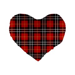 Black, White And Red Classic Plaids Standard 16  Premium Flano Heart Shape Cushions by ConteMonfrey