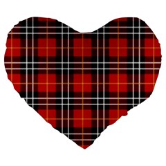 Black, White And Red Classic Plaids Large 19  Premium Flano Heart Shape Cushions by ConteMonfrey