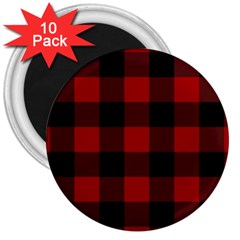 Red And Black Plaids 3  Magnets (10 Pack)  by ConteMonfrey