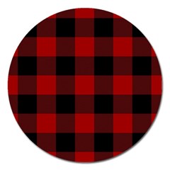 Red And Black Plaids Magnet 5  (round) by ConteMonfrey