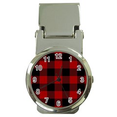 Red And Black Plaids Money Clip Watches by ConteMonfrey