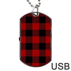 Red And Black Plaids Dog Tag Usb Flash (one Side) by ConteMonfrey