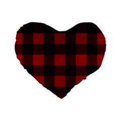 Red And Black Plaids Standard 16  Premium Heart Shape Cushions by ConteMonfrey