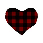 Red and black plaids Standard 16  Premium Heart Shape Cushions Front