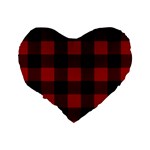 Red and black plaids Standard 16  Premium Heart Shape Cushions Back