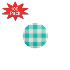 Blue And White Plaids 1  Mini Magnets (100 Pack)  by ConteMonfrey