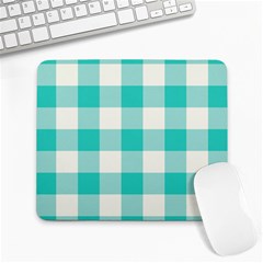 Blue And White Plaids Large Mousepads by ConteMonfrey