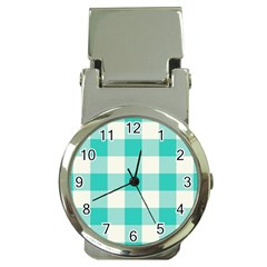 Blue And White Plaids Money Clip Watches by ConteMonfrey