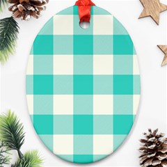 Blue And White Plaids Oval Ornament (two Sides) by ConteMonfrey