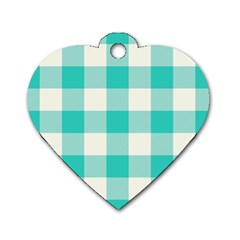 Blue And White Plaids Dog Tag Heart (one Side) by ConteMonfrey