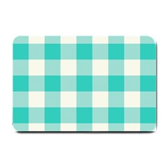 Blue And White Plaids Small Doormat  by ConteMonfrey