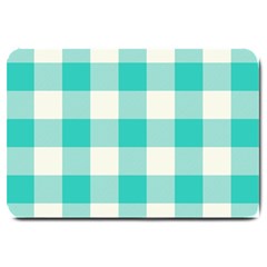 Blue And White Plaids Large Doormat  by ConteMonfrey