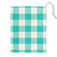 Blue And White Plaids Drawstring Pouch (4xl) by ConteMonfrey