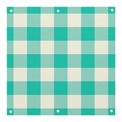 Blue And White Plaids Banner And Sign 3  X 3  by ConteMonfrey