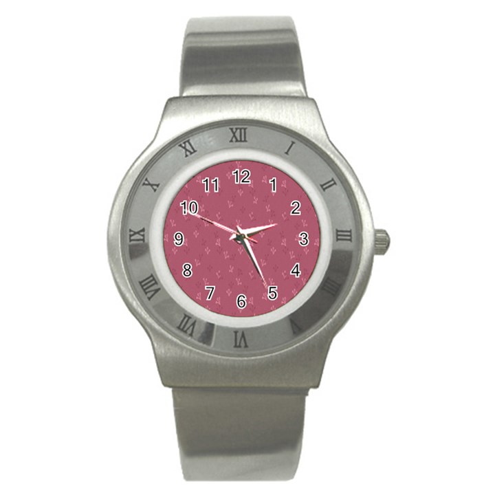 Background-flower Pattern Stainless Steel Watch