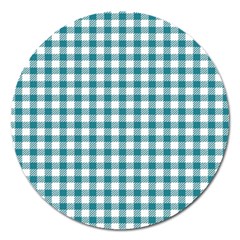 Straight Blue White Small Plaids Magnet 5  (round) by ConteMonfrey