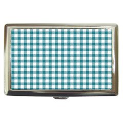 Straight Blue White Small Plaids Cigarette Money Case by ConteMonfrey