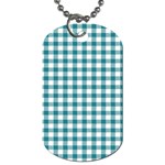 Straight Blue White Small Plaids Dog Tag (Two Sides) Front