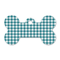 Straight Blue White Small Plaids Dog Tag Bone (two Sides) by ConteMonfrey