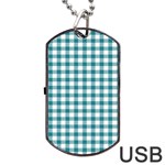 Straight Blue White Small Plaids Dog Tag USB Flash (One Side) Front