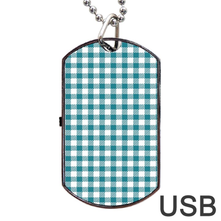 Straight Blue White Small Plaids Dog Tag USB Flash (One Side)