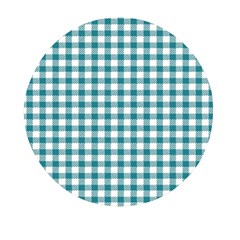 Straight Blue White Small Plaids Mini Round Pill Box by ConteMonfrey