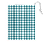 Straight Blue White Small Plaids Drawstring Pouch (4XL) Front