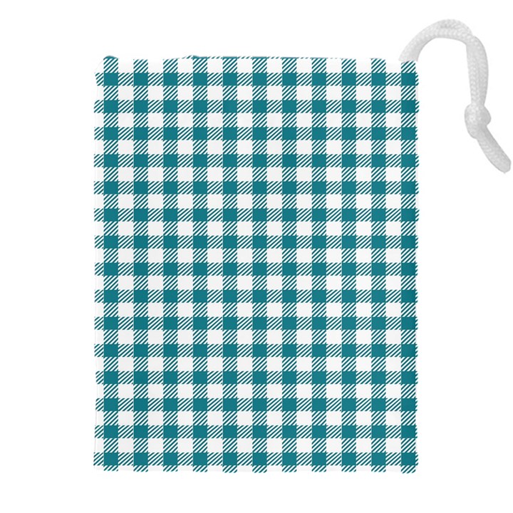 Straight Blue White Small Plaids Drawstring Pouch (4XL)